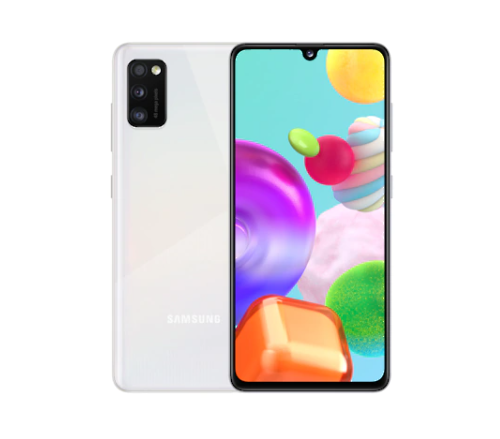 samsung galaxy a41 white front back view