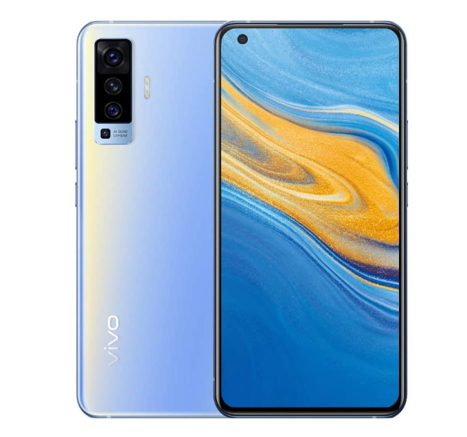vivo X50 128GB Frost Blue front and back view